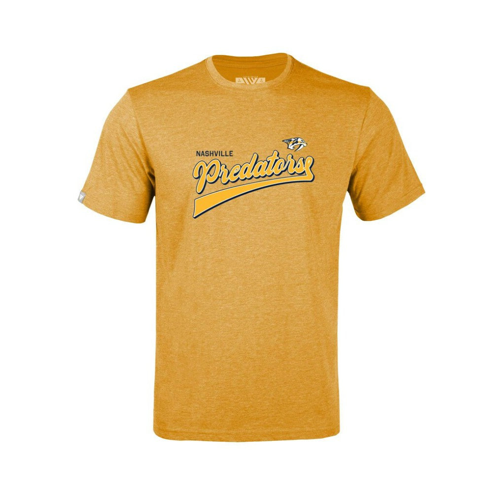 NHL Nashville Predators Levelwear Youth Little Richmond Retro Script T-Shirt - Gold