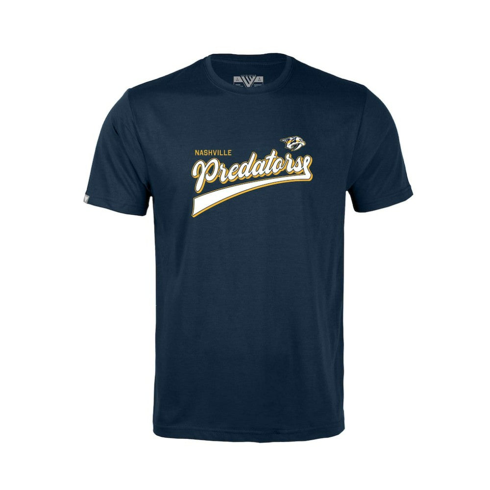 NHL Nashville Predators Levelwear Youth Little Richmond Retro Script T-Shirt - Navy