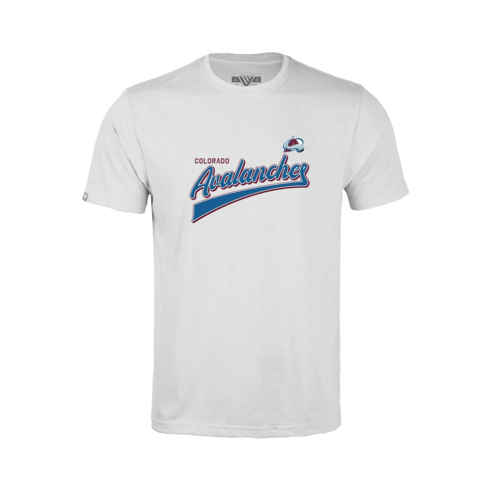 NHL Colorado Avalanche Levelwear Youth Little Richmond Retro Script T-Shirt - White