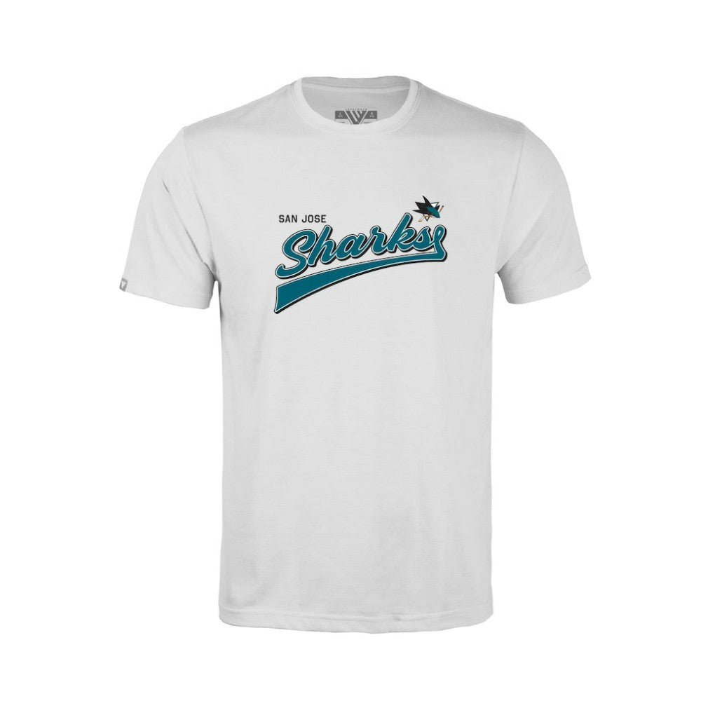NHL San Jose Sharks Levelwear Youth Little Richmond Retro Script T-Shirt - White
