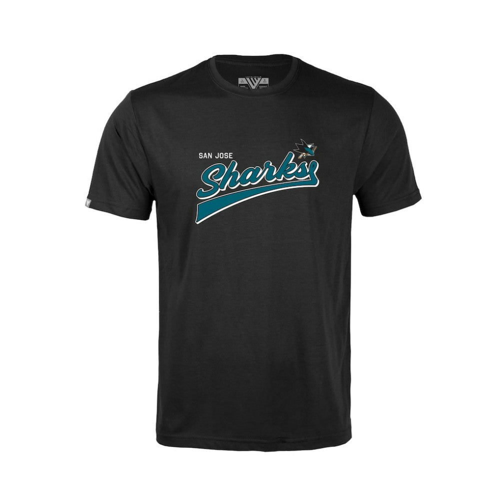 NHL San Jose Sharks Levelwear Youth Little Richmond Retro Script T-Shirt - Black