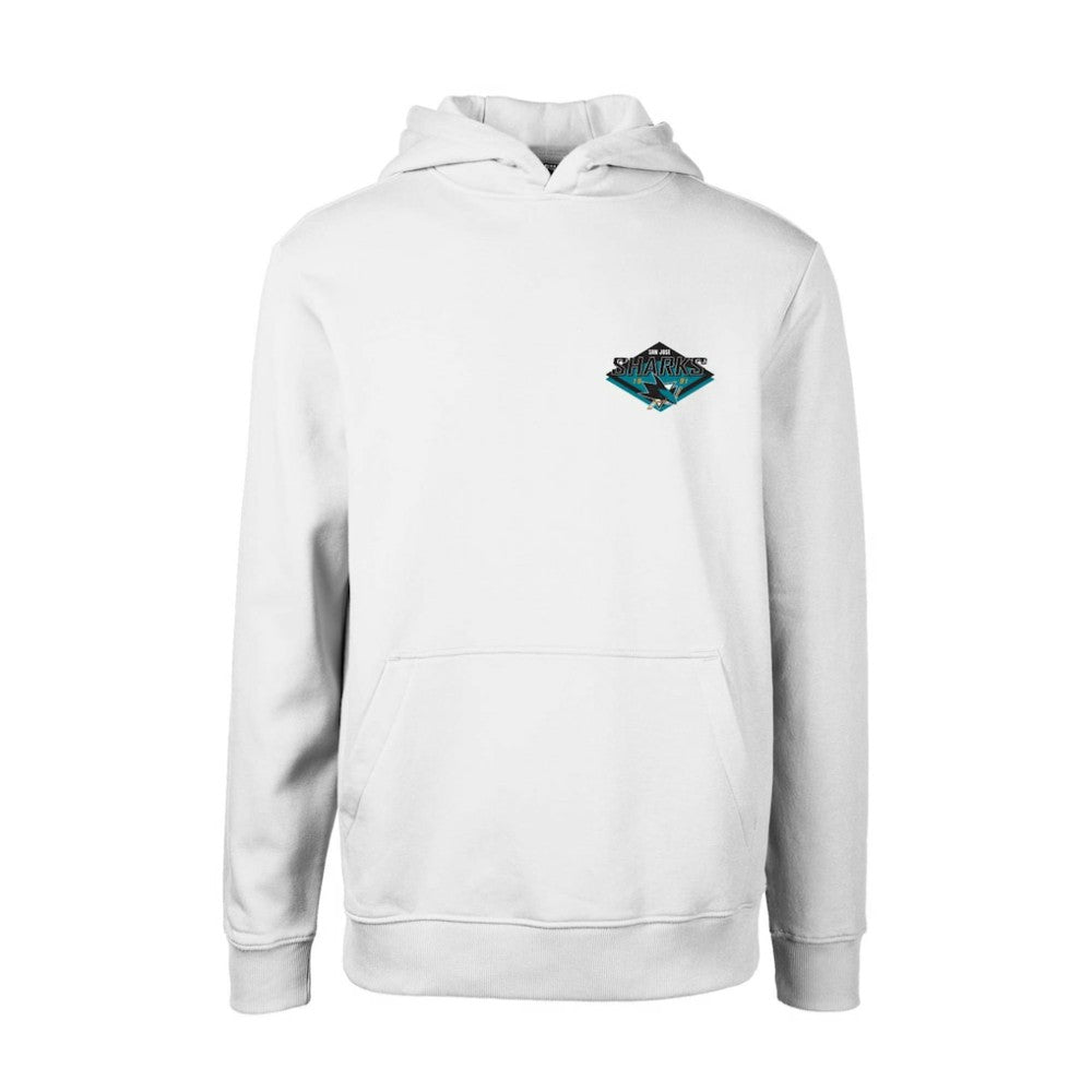 NHL San Jose Sharks Levelwear Youth Podium Club Patch 2.0 Fleece Pullover Hoodie - White