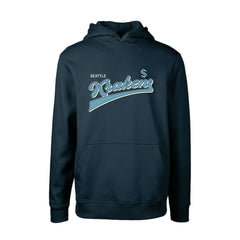 NHL Seattle Kraken Levelwear Youth Podium Retro Script Fleece Pullover Hoodie - Deep Sea Blue