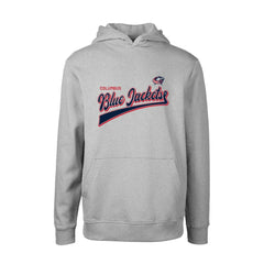 NHL Columbus Blue Jackets Levelwear Youth Podium Retro Script Fleece Pullover Hoodie - Gray
