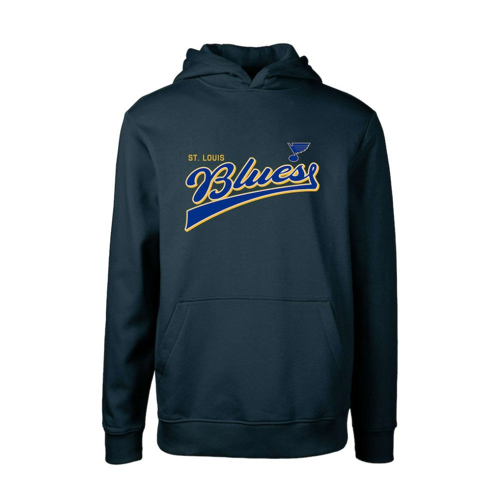 NHL St. Louis Blues Levelwear Youth Podium Retro Script Fleece Pullover Hoodie - Navy