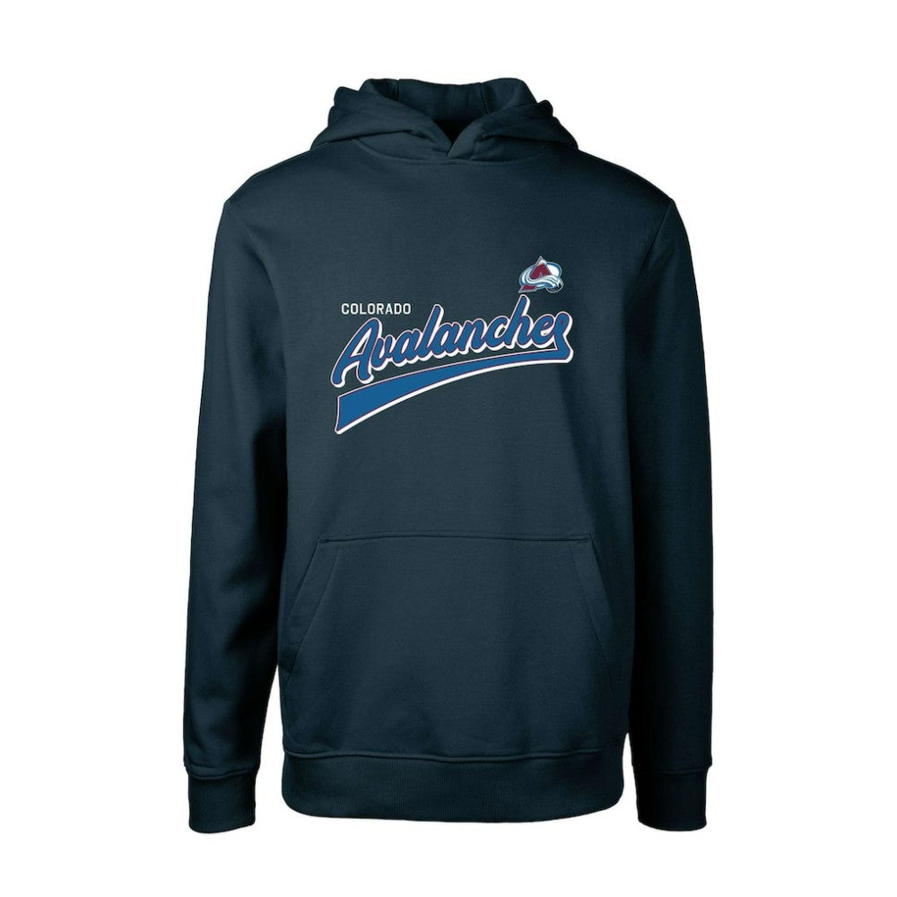 NHL Colorado Avalanche Levelwear Youth Podium Retro Script Fleece Pullover Hoodie - Navy