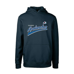 NHL Colorado Avalanche Levelwear Youth Podium Retro Script Fleece Pullover Hoodie - Navy