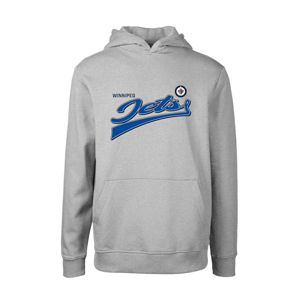 NHL Winnipeg Jets Levelwear Youth Podium Retro Script Fleece Pullover Hoodie - Gray