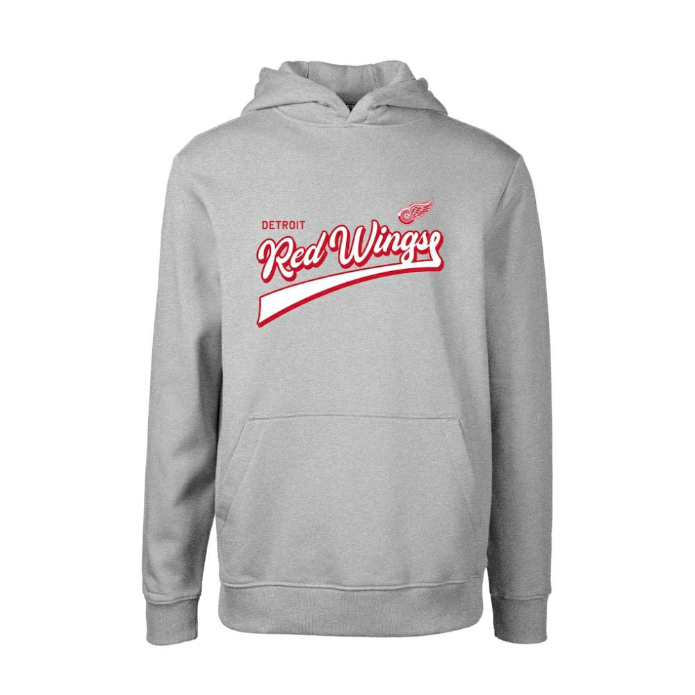 NHL Detroit Red Wings Levelwear Youth Podium Retro Script Fleece Pullover Hoodie - Gray