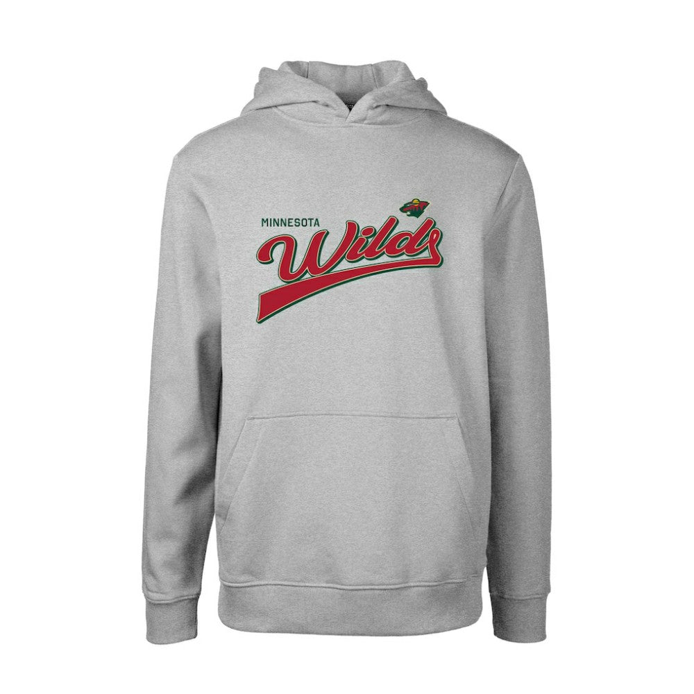 NHL Minnesota Wild Levelwear Youth Podium Retro Script Fleece Pullover Hoodie - Gray