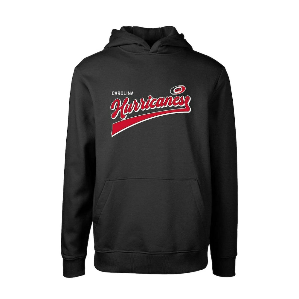 NHL Carolina Hurricanes Levelwear Youth Podium Retro Script Fleece Pullover Hoodie - Black