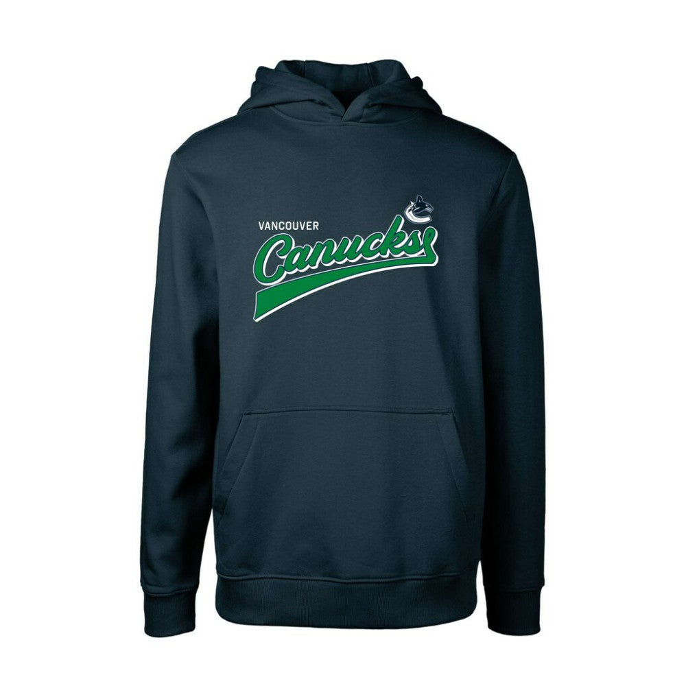 NHL Vancouver Canucks Levelwear Youth Podium Retro Script Fleece Pullover Hoodie - Navy