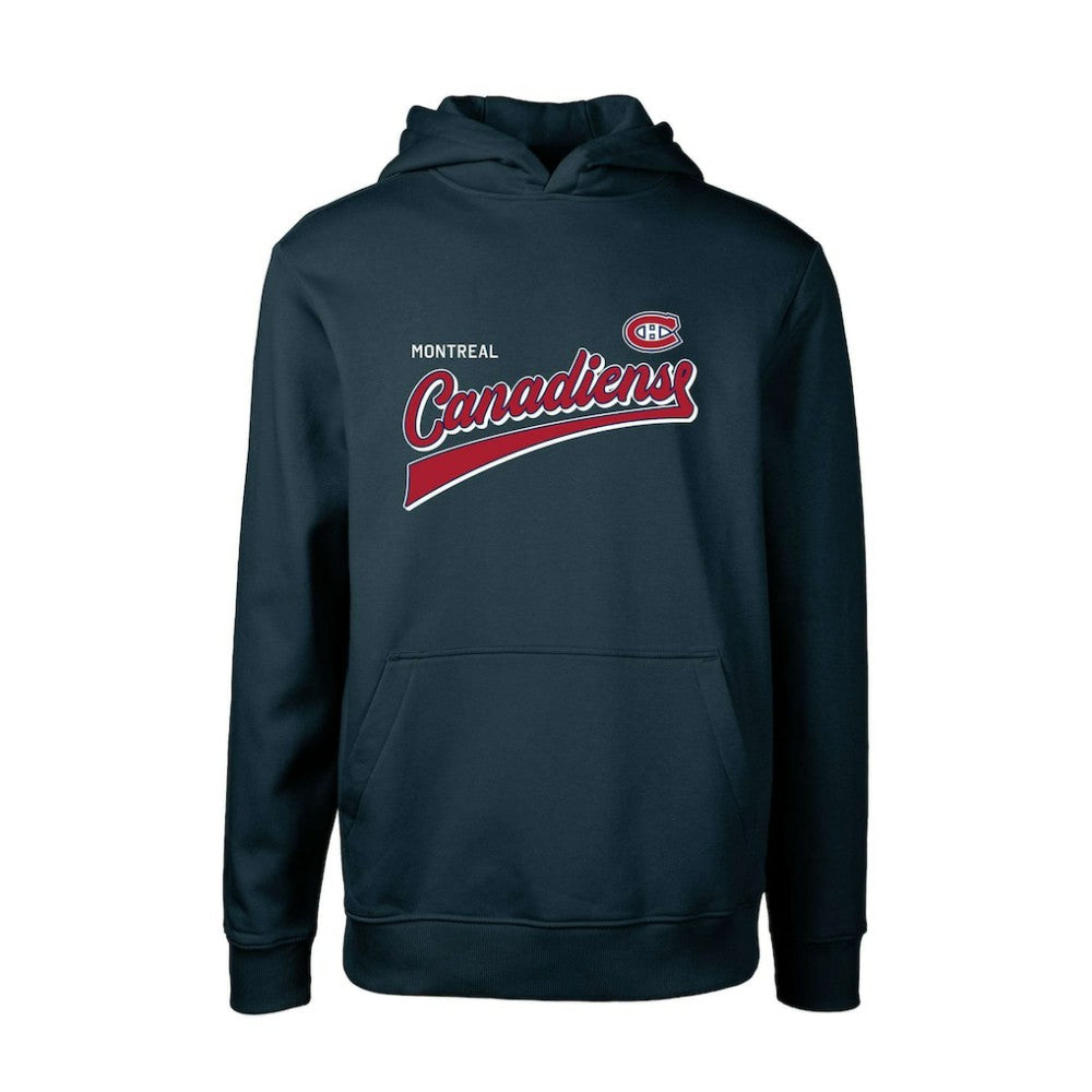 NHL Montreal Canadiens Levelwear Youth Podium Retro Script Fleece Pullover Hoodie - Navy