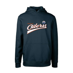NHL Edmonton Oilers Levelwear Youth Podium Retro Script Fleece Pullover Hoodie - Navy