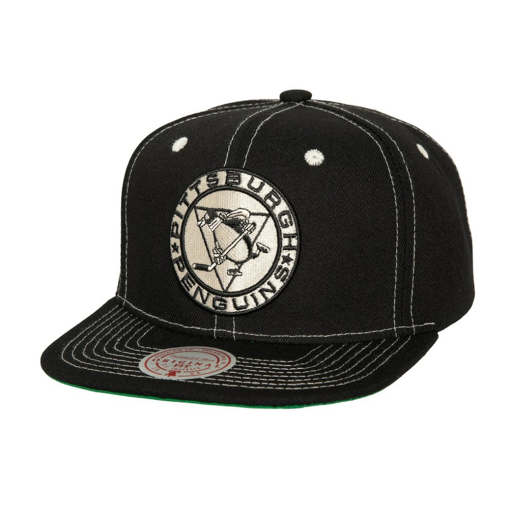 NHL Pittsburgh Penguins Mitchell & Ness Energy Contrast Natural Snapback Hat - Black