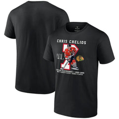 NHL Chris Chelios Chicago Blackhawks Jersey Retirement T-Shirt - Black