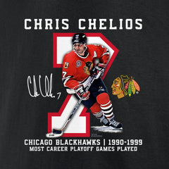 NHL Chris Chelios Chicago Blackhawks Jersey Retirement T-Shirt - Black