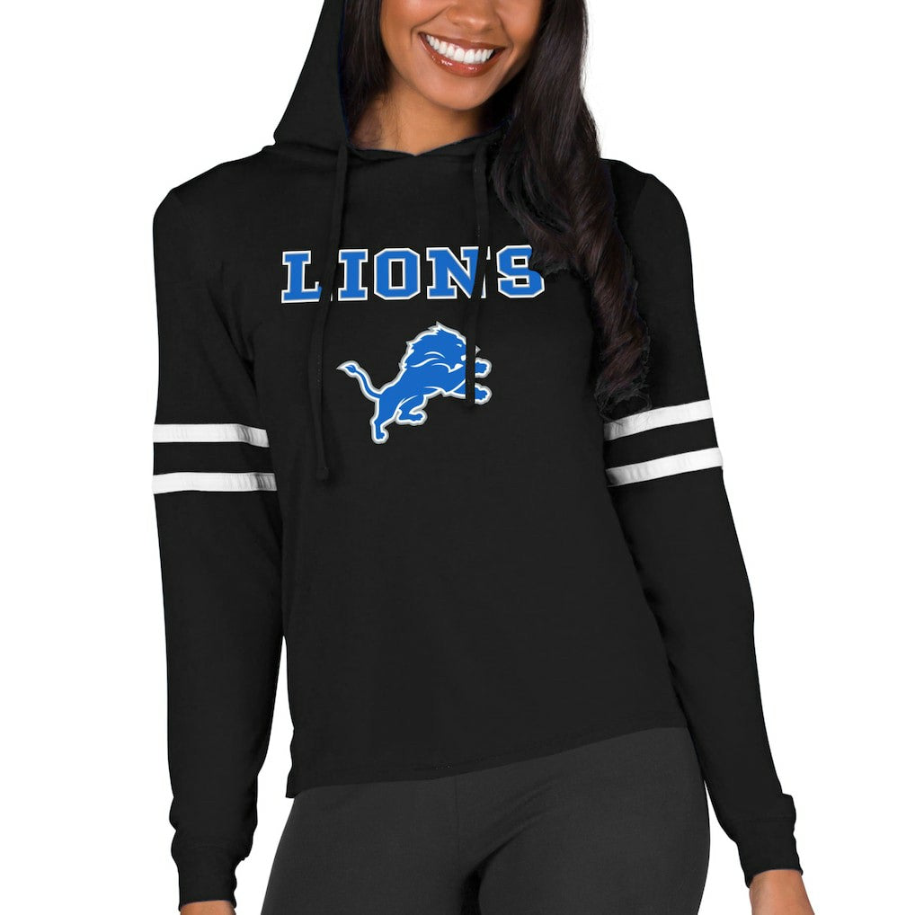 Detroit Lions Concepts Sport Women's Marathon Lightweight Lounge Pullover Hoodie Black