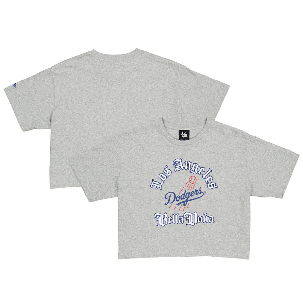 New Era Women's Bella Dona x Los Angeles Dodgers Boxy Crop T-Shirt - Gray T-shirts