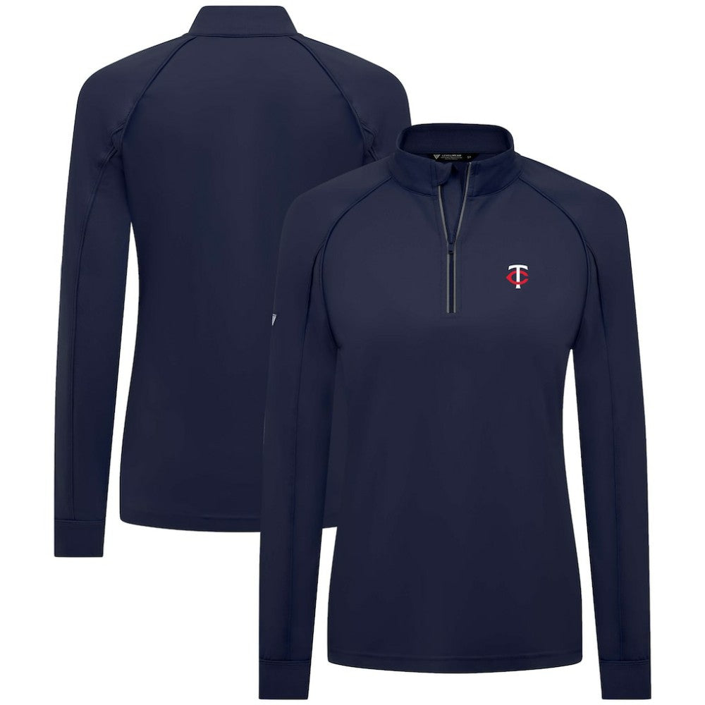 Minnesota Twins Levelwear Women's Kinetic Insignia Quarter-Zip Pullover - Navy Pullover