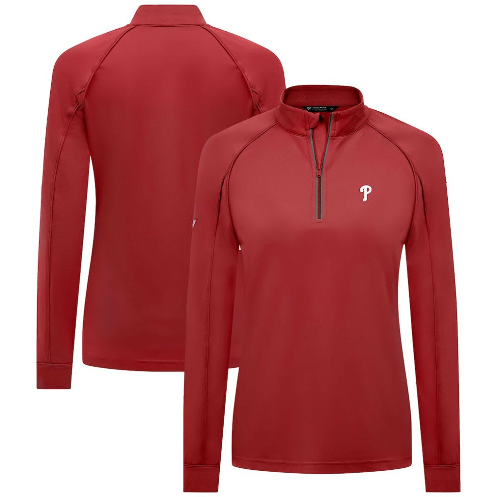 Philadelphia Phillies Levelwear Women's Kinetic Insignia Quarter-Zip Pullover - Red Pullover