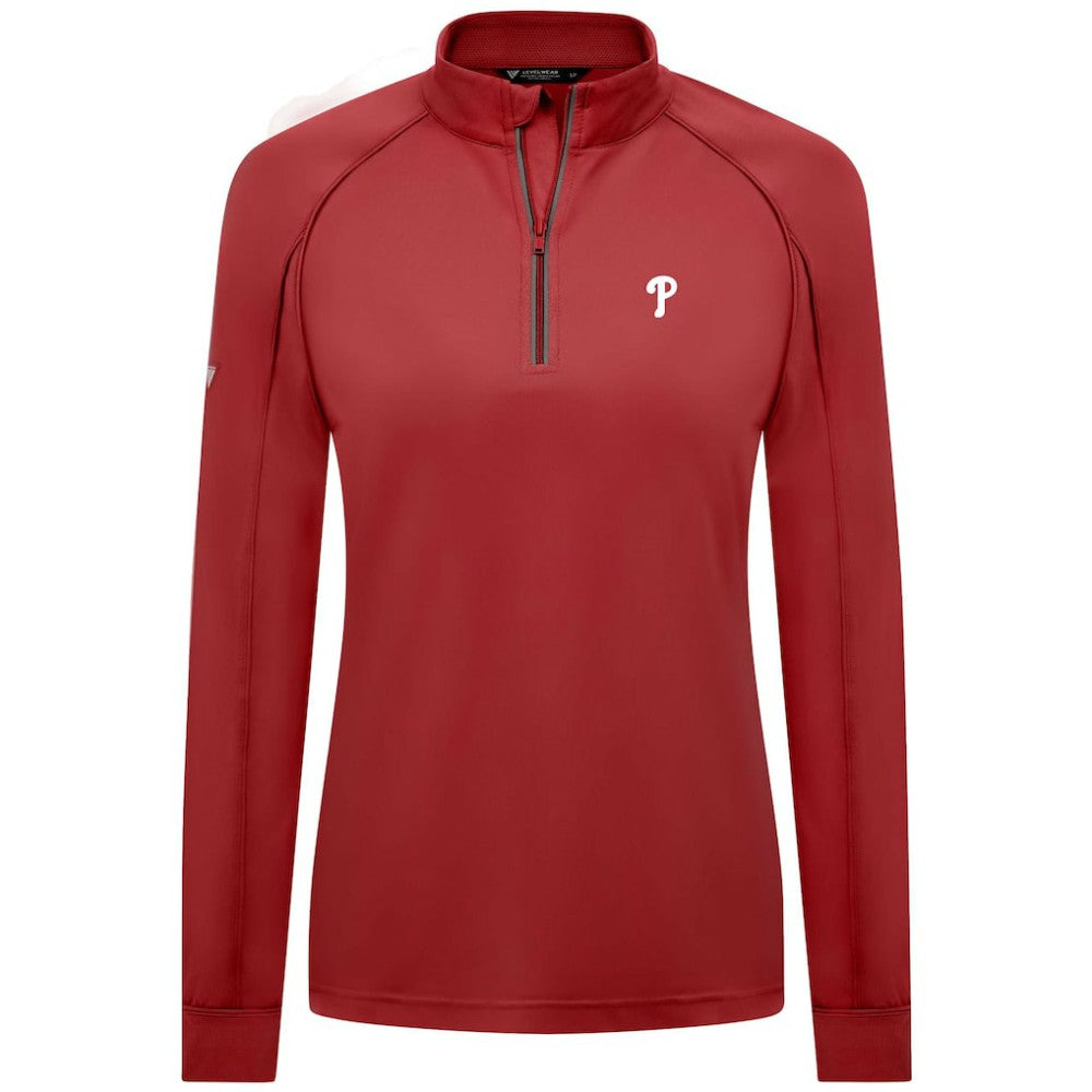 Philadelphia Phillies Levelwear Women's Kinetic Insignia Quarter-Zip Pullover - Red Pullover