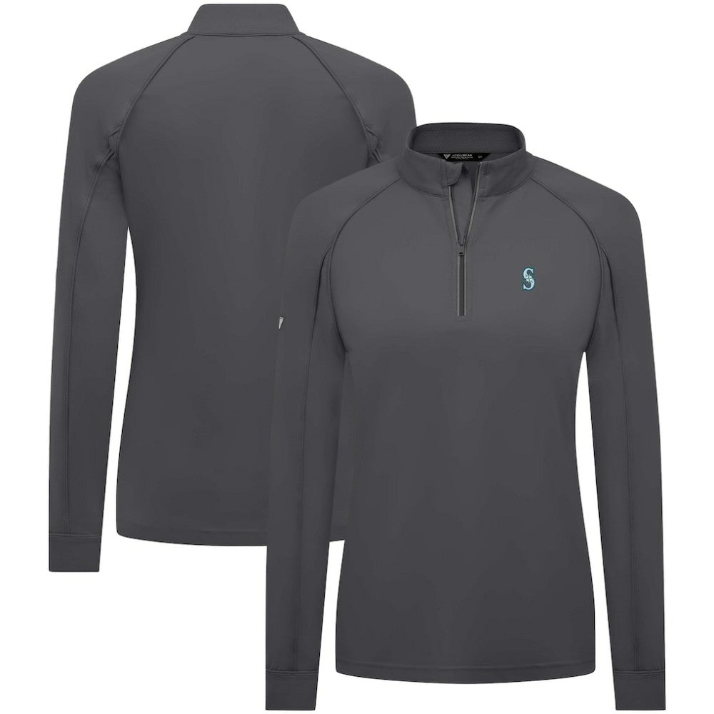 Seattle Mariners Levelwear Women's Kinetic Insignia Quarter-Zip Pullover - Charcoal Pullover