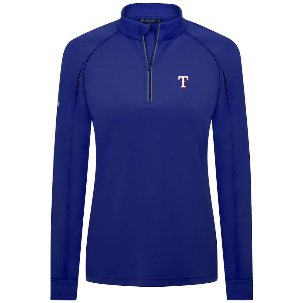 Texas Rangers Levelwear Women's Kinetic Insignia Quarter-Zip Pullover - Royal Pullover