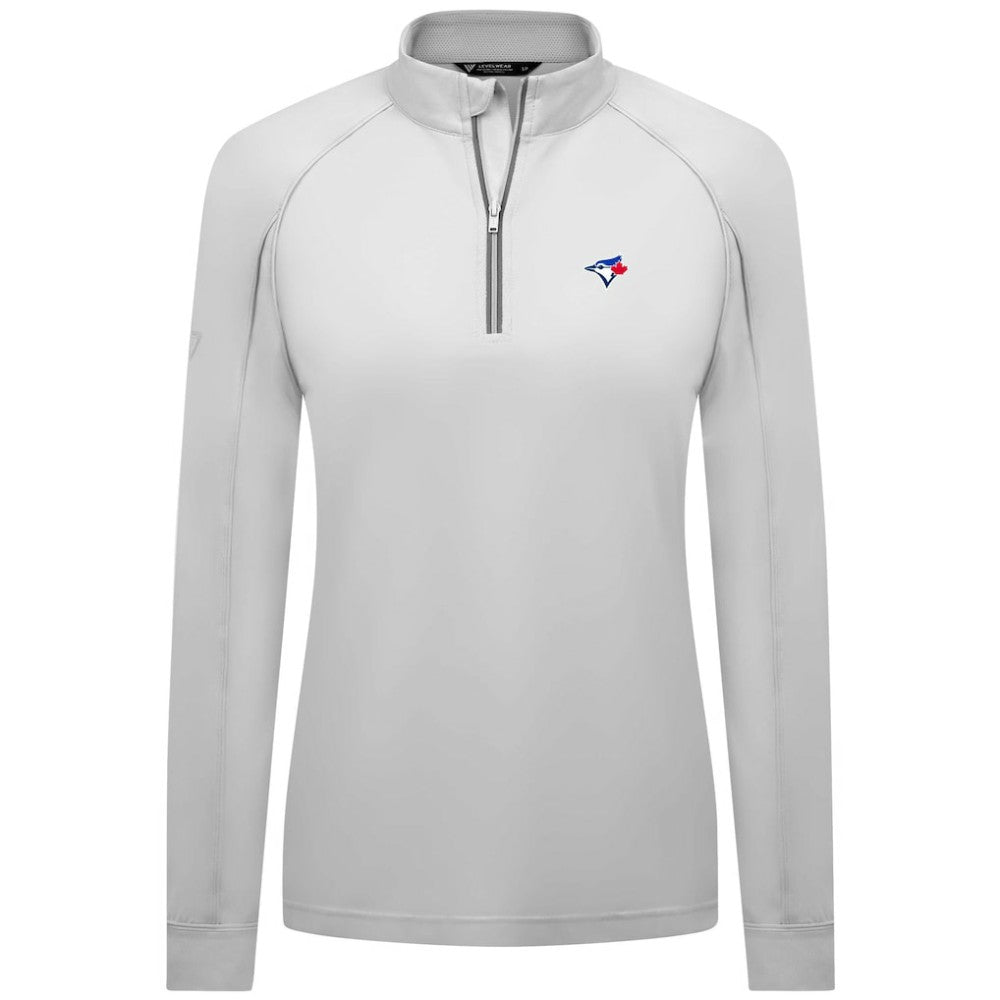 Toronto Blue Jays Levelwear Women's Kinetic Insignia Quarter-Zip Pullover - White Pullover