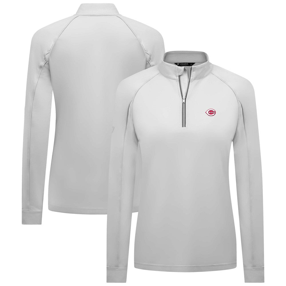 Cincinnati Reds Levelwear Women's Kinetic Insignia Quarter-Zip Pullover - White Pullover