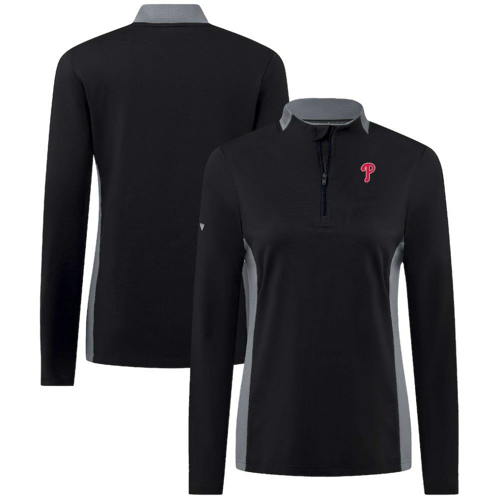 Philadelphia Phillies Levelwear Women's Moxie Insignia Quarter-Zip Pullover - Black Pullover