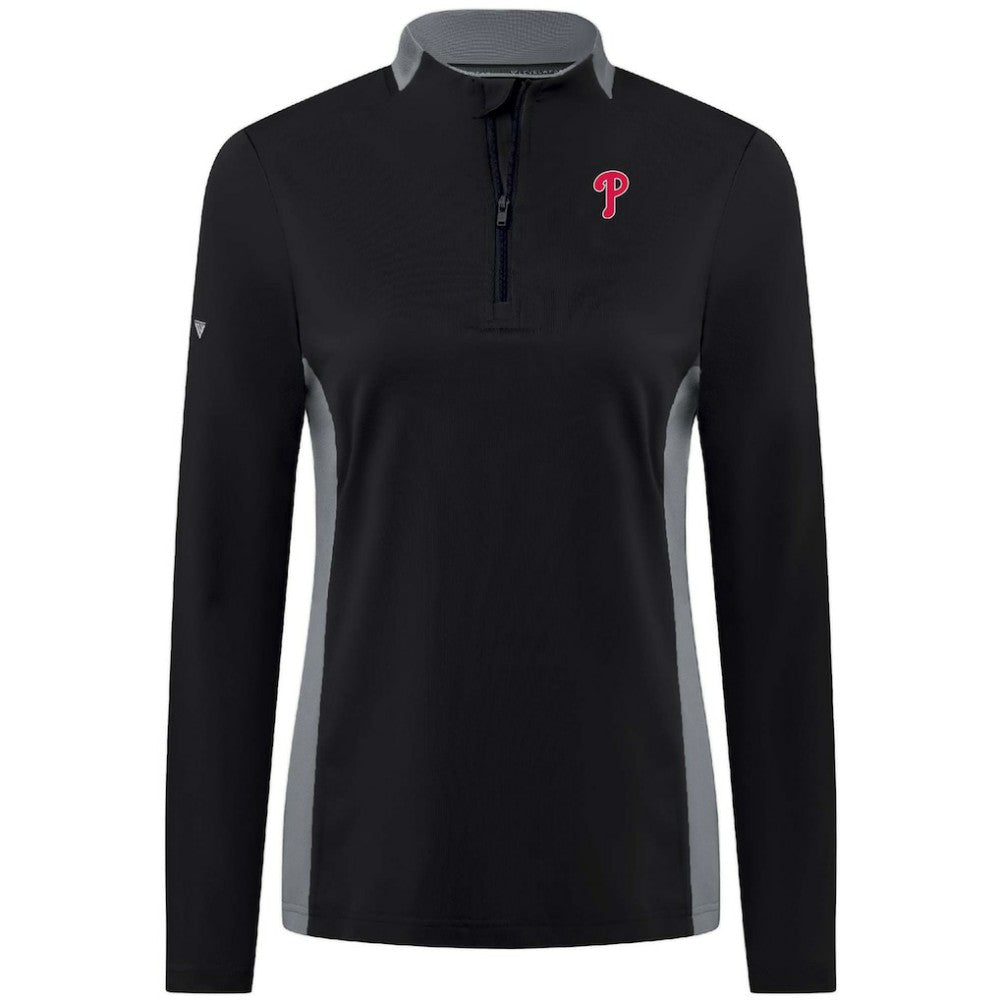 Philadelphia Phillies Levelwear Women's Moxie Insignia Quarter-Zip Pullover - Black Pullover