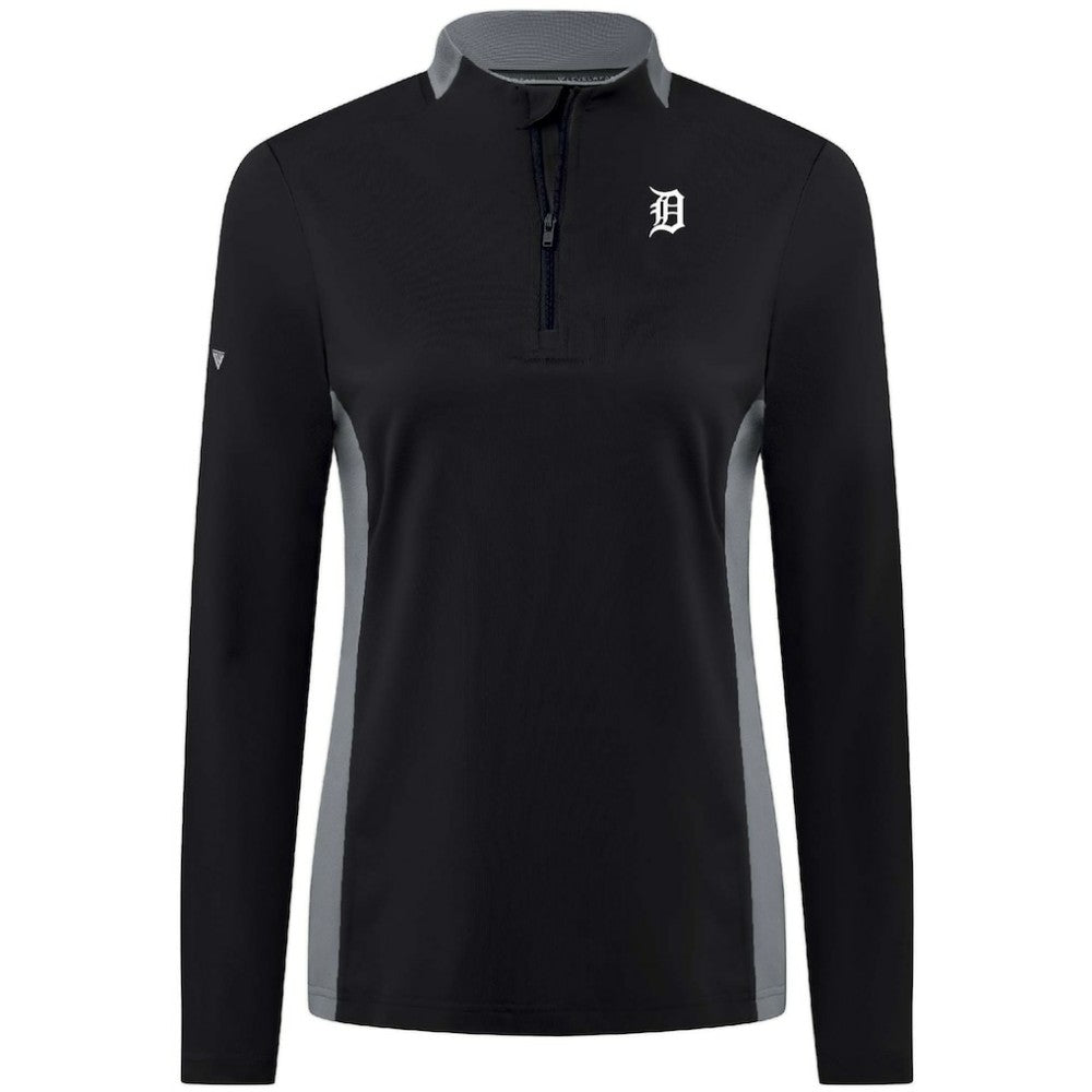 Detroit Tigers Levelwear Women's Moxie Insignia Quarter-Zip Pullover - Black Pullover