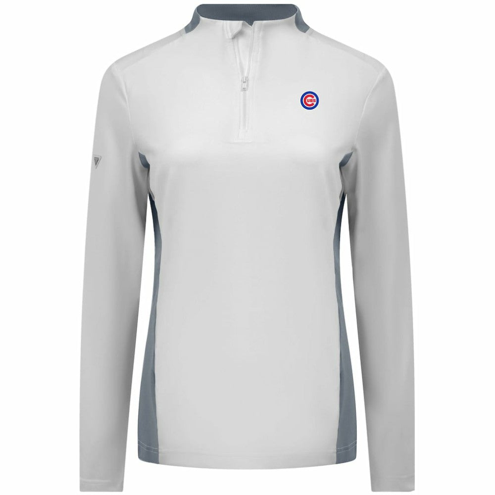 Chicago Cubs Levelwear Women's Moxie Insignia Quarter-Zip Pullover - White Pullover