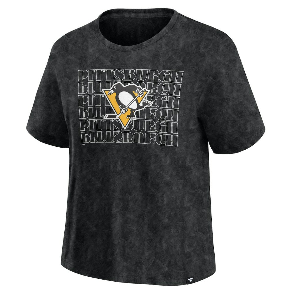 NHL Pittsburgh Penguins Fanatics Women's Faded Wash T-Shirt - Black