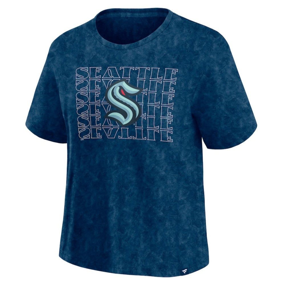 NHL Seattle Kraken Fanatics Women's Faded Wash T-Shirt - Deep Sea Blue
