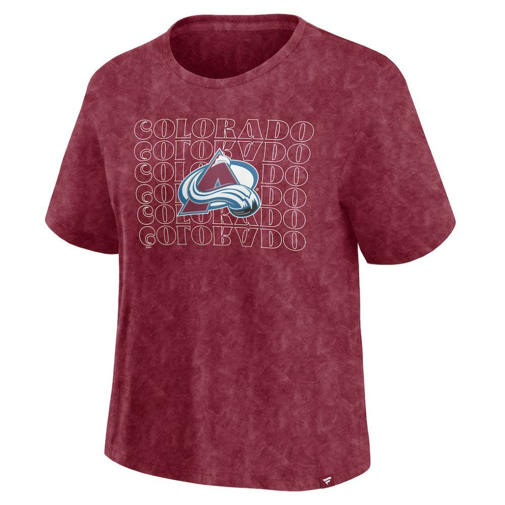 NHL Colorado Avalanche Fanatics Women's Faded Wash T-Shirt - Burgundy