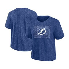 NHL Tampa Bay Lightning Fanatics Women's Faded Wash T-Shirt - Blue