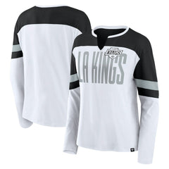 NHL Los Angeles Kings Fanatics Women's Frozen Long Sleeve Notch Neck T-Shirt - White/Black