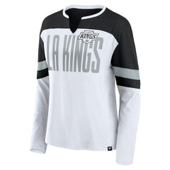 NHL Los Angeles Kings Fanatics Women's Frozen Long Sleeve Notch Neck T-Shirt - White/Black