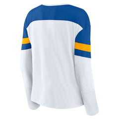 NHL St. Louis Blues Fanatics Women's Frozen Long Sleeve Notch Neck T-Shirt - White/Blue