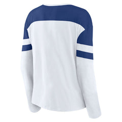 NHL Tampa Bay Lightning Fanatics Women's Frozen Long Sleeve Notch Neck T-Shirt - White/Blue