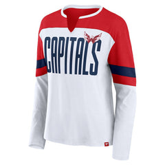 NHL Washington Capitals Fanatics Women's Frozen Long Sleeve Notch Neck T-Shirt - White/Red