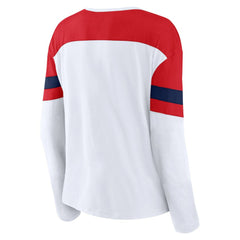 NHL Washington Capitals Fanatics Women's Frozen Long Sleeve Notch Neck T-Shirt - White/Red