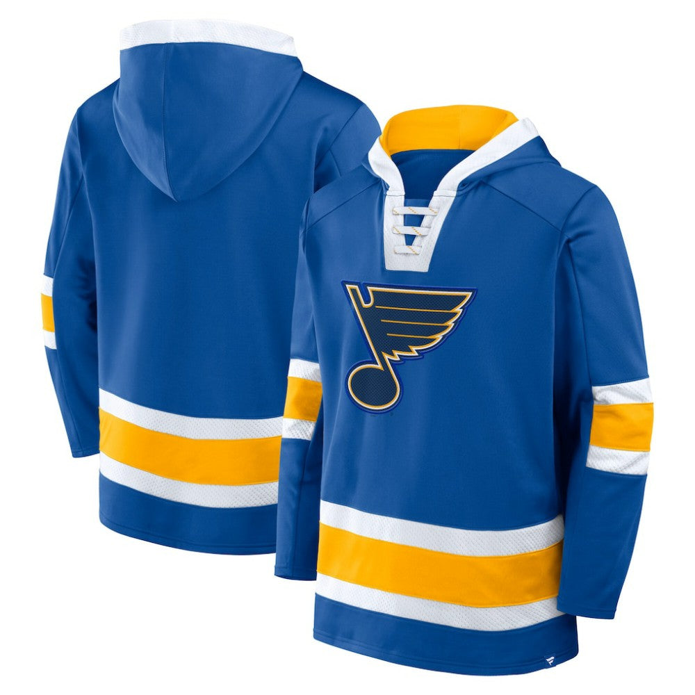 NHL St. Louis Blues Fanatics Inside Line Fleece Pullover Hoodie- Blue