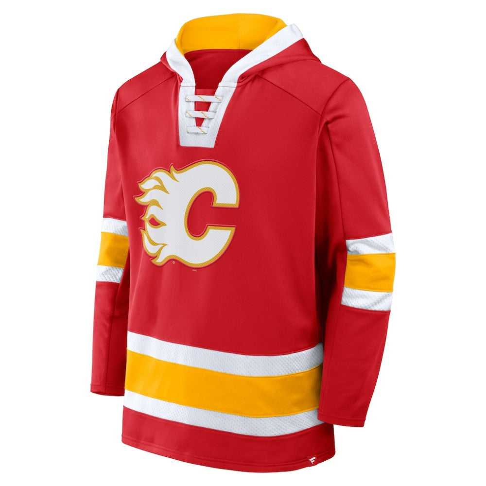 NHL Calgary Flames Fanatics Inside Line Fleece Pullover Hoodie- Red
