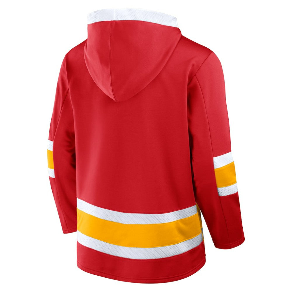 NHL Calgary Flames Fanatics Inside Line Fleece Pullover Hoodie- Red