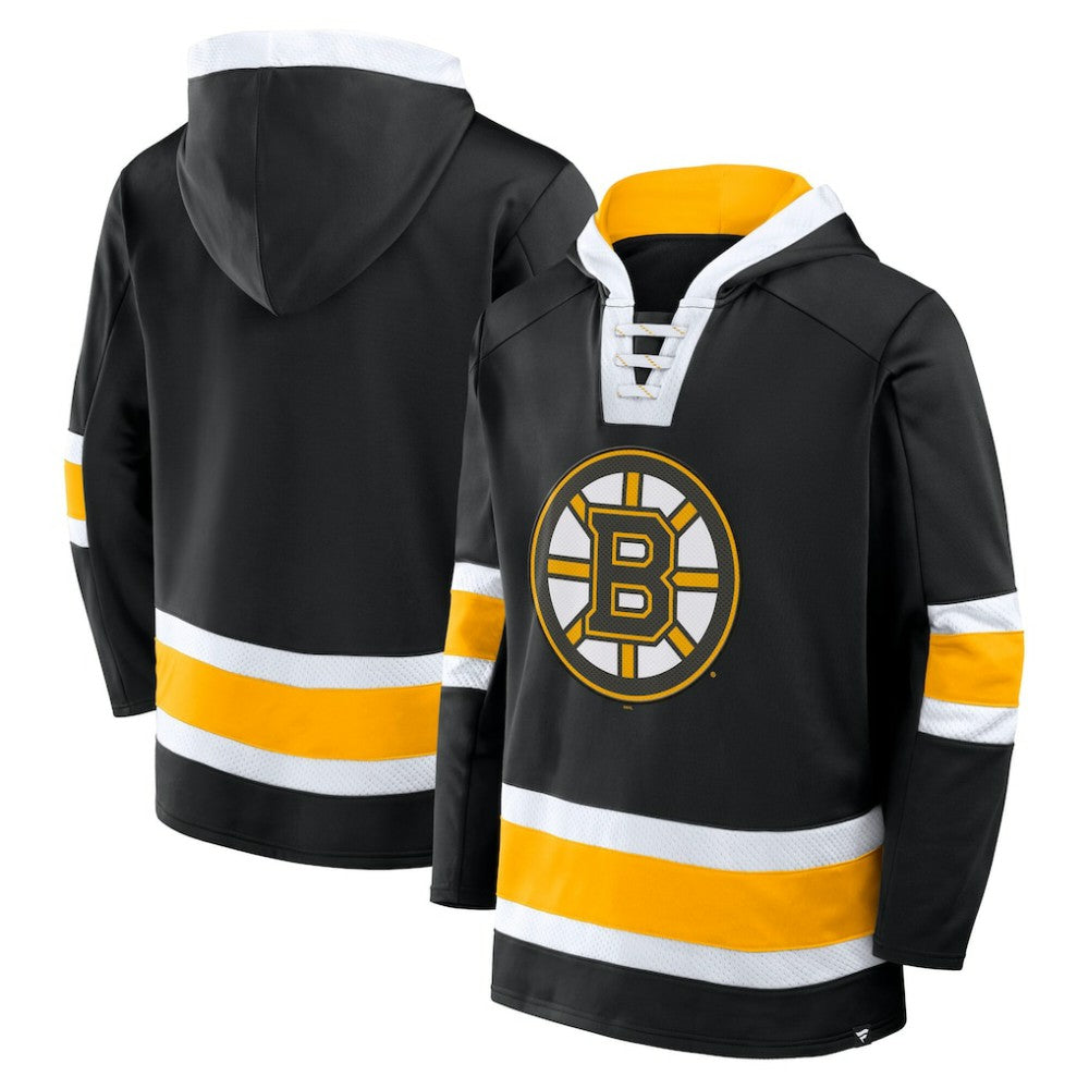 NHL Boston Bruins Fanatics Inside Line Fleece Pullover Hoodie- Black