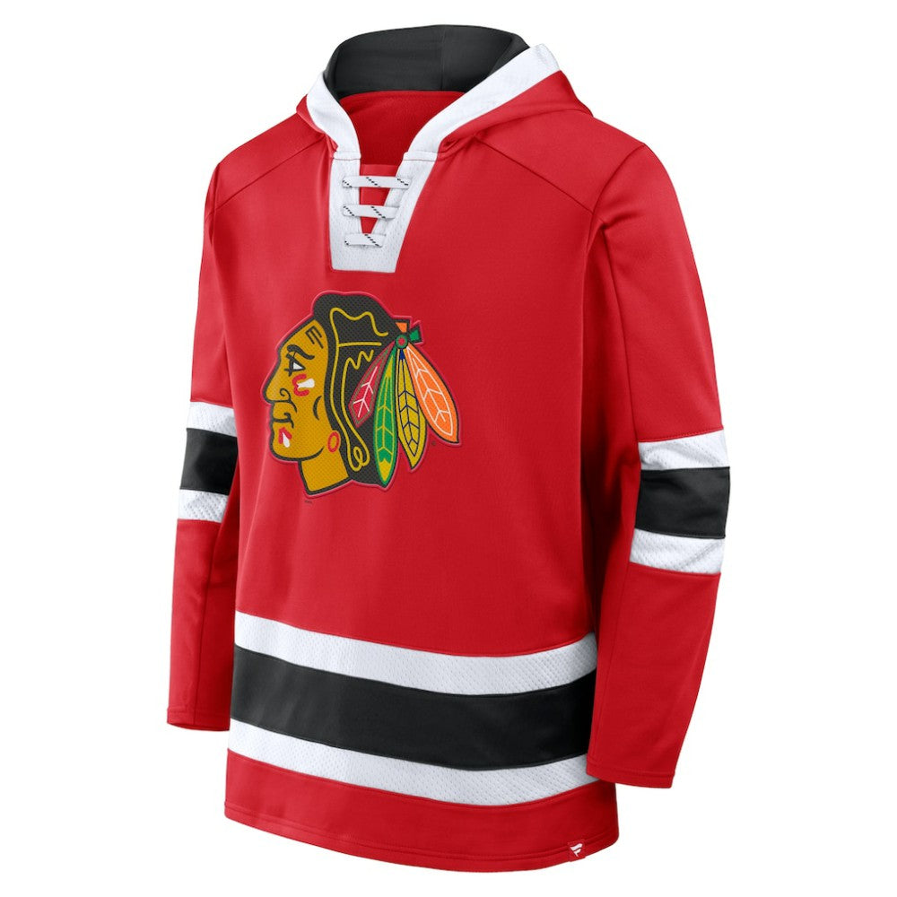 NHL Chicago Blackhawks Fanatics Inside Line Fleece Pullover Hoodie- Red