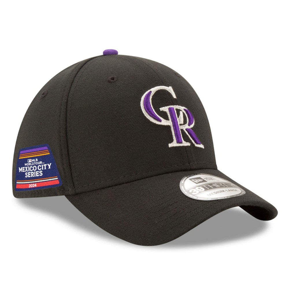 Colorado Rockies New Era 2024 MLB World Tour Mexico City Series 39THIRTY Flex Hat - Black Hats